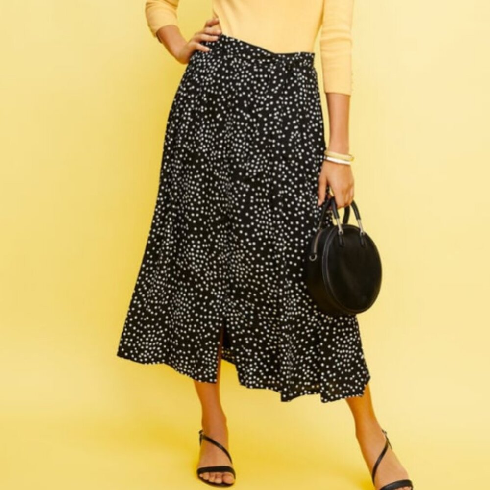 Talbots Dot Button Front Skirt in Black and White - Picture 5 of 6